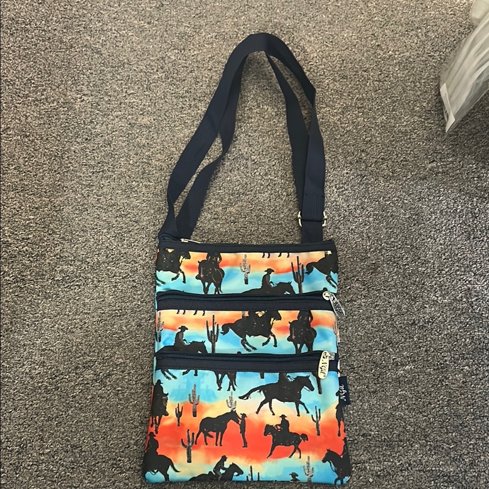 Colorful Crossbody Bag with Horse Print